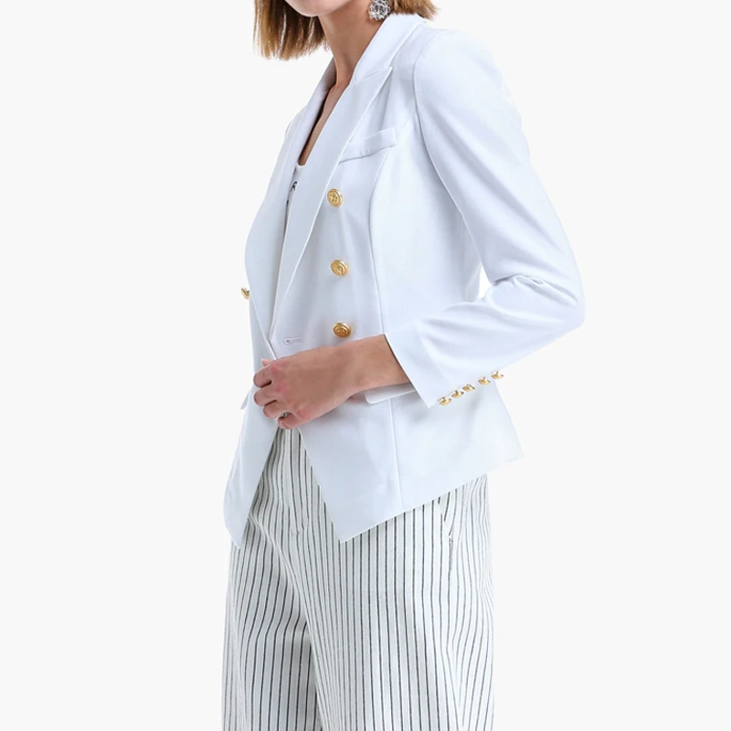 TOP QUALITY New Fashion 2019 Blazer feminino Women's Double Breasted Metal Lion Buttons Blazer Outer TOP QUALITY New Fashion 2019 Blazer feminino Women's Double Breasted Metal Lion Buttons Blazer Outer