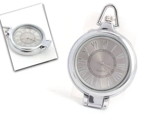 Мода часы Винтаж Серебряная цепочка Прозрачная Обложка кварцевые карманные часы