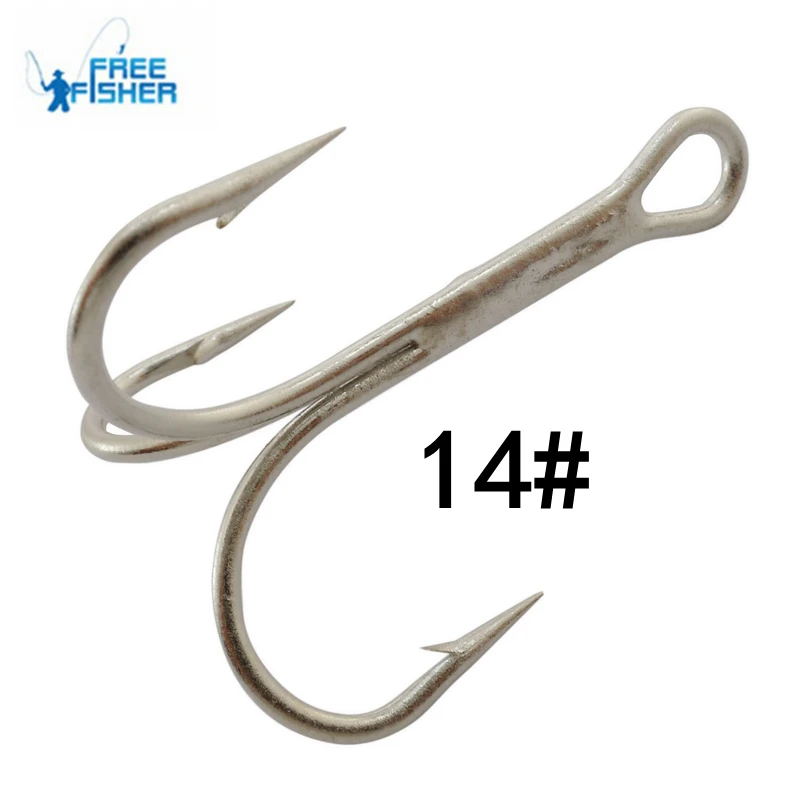 Free Fisher 100pcs High Carbon Steel Triple Fishing Hooks Silver Triple