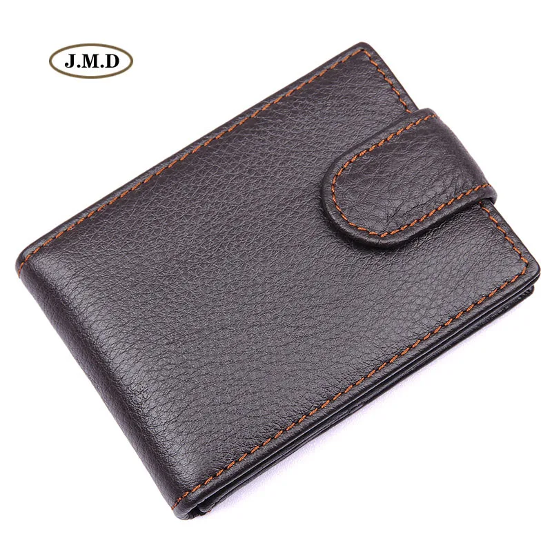 

J.M.D Genuine Leather New Arrivals Dark Brown Fashion Men Mini Purse Portable Wallet Card Holder Money Pocket 8156C
