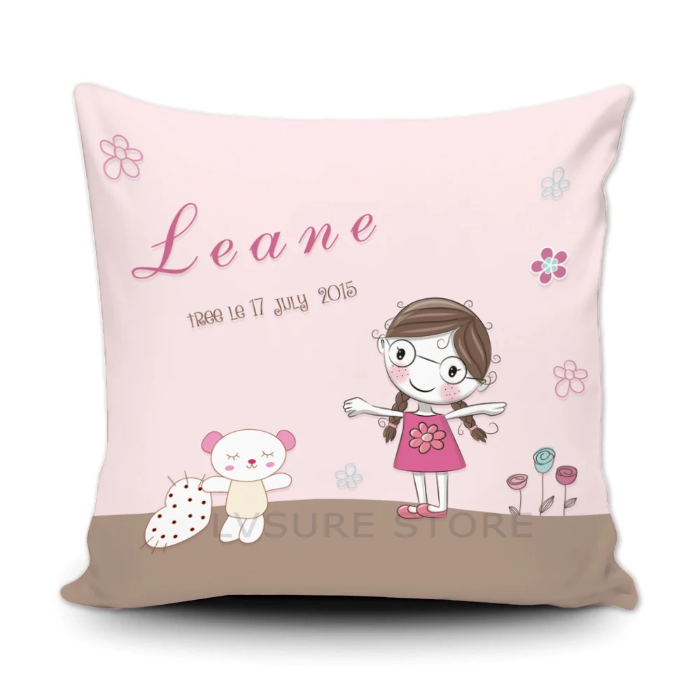 

Пользовательский чехол с именем девочки и именем ребенка на день рождения декоративная наволочка для подушки наволочка с именем на заказ Наволочка для подушки LVSURE для автомобильного дивана
