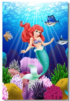 

Custom Canvas Art The Little Mermaid Poster Little Mermaid Princess Wall Stickers Fairy Tale Wallpaper Mural Kids Decor #2568#