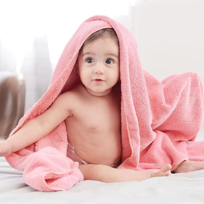 Solid Baby Towel 100*120cm 100 Cotton Soft Kids Bathrobe 3 Color