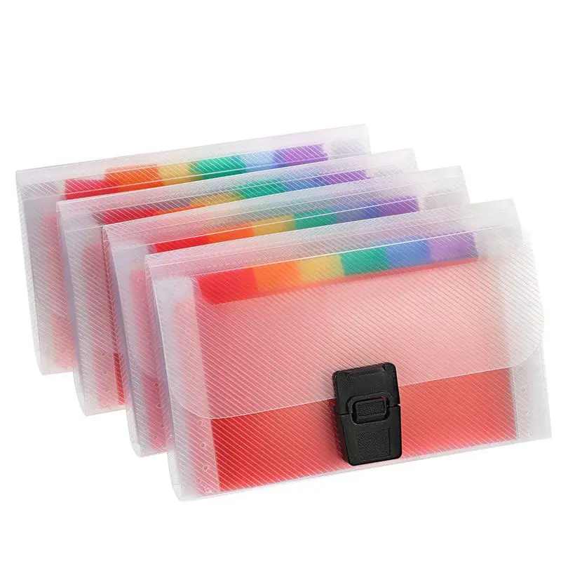 4 Pack Mini Document File A6 7.1 x 4.45 x 1.1 Inch Rainbow Expanding Folder 13 Pocket File Organizer 12 Labels Index - Цвет: Multicolor