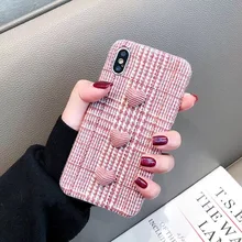

Cute Fabric Love Heart Phone Case For iPhone XS Max XR XS 8 7 6 6s Plus Plaid Cloth Soft Protective Cover Case Carcasa Coque