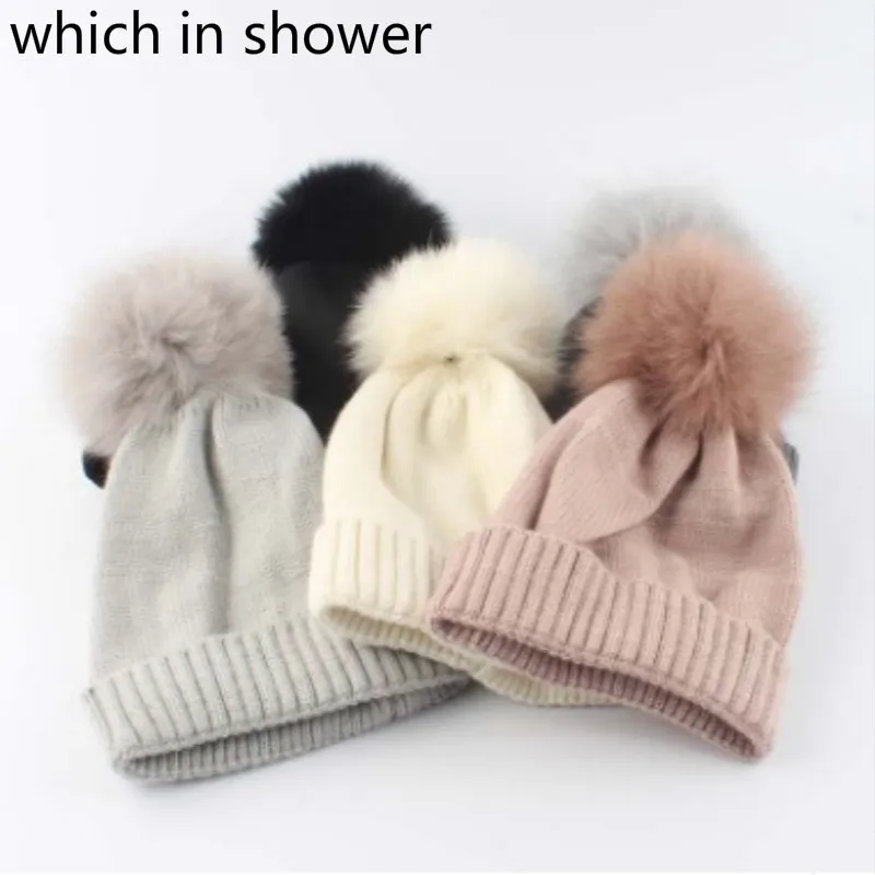 rabbit fur pom pom hat