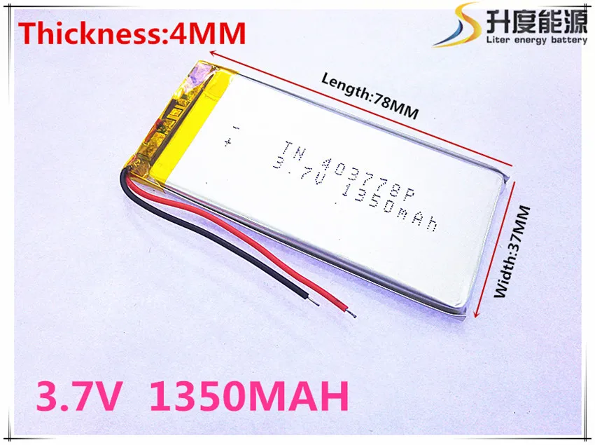 Полимерный аккумулятор 1350 mah 3,7 V 403778 умный дом MP3 динамики литий-ионный аккумулятор для DVR, gps, mp3, mp4, мобильный телефон, динамик