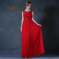 Элегантные Длинные мать невесты платье 2018 красный шифон с кристаллами Кружева Линия Для женщин Вечеринка платья Вечерние