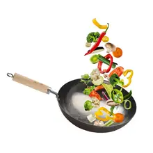 Китайские традиционные, ручные ковки и сковороды для жарки, деревянная ручка, антипригарная, без покрытия, меньше масла, укус Китая