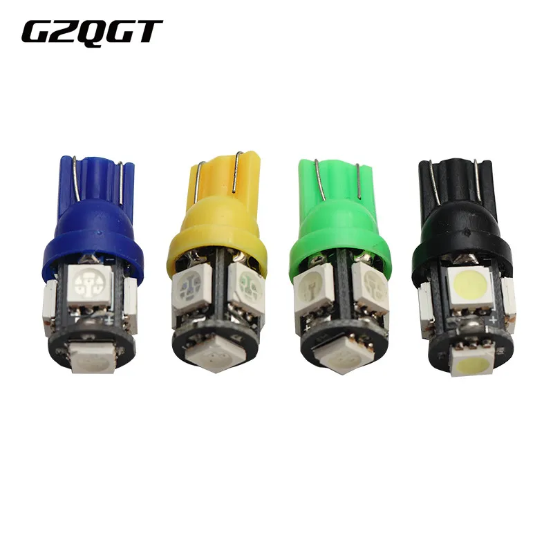 100x Белый красные, синие T10 W5W 5050 5SMD автомобиля светодиодная клиновидная лампа 168 194 192 DC 12 V лампочки номерного знака габаритный фонарь Чтения Купол лампа