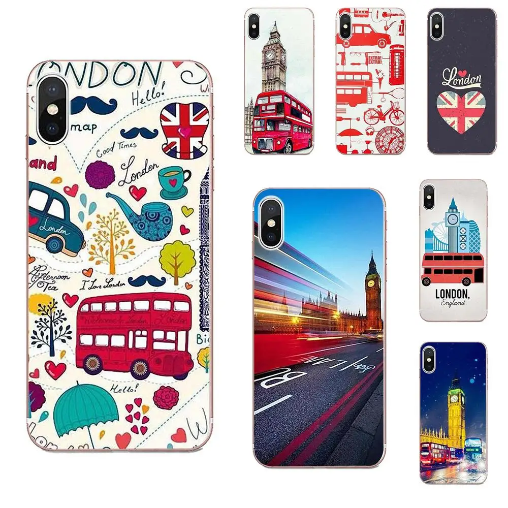Лондонский автобус Биг Бен для Apple iPhone 4 4S 5 5C 5S SE 6 6S 7 8 Plus X XS Max XR Мягкий Силиконовый