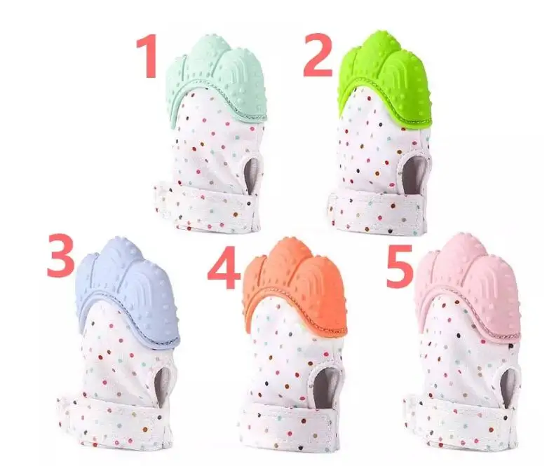 

Baby Gloves Teething Mitten BPA Safe Silicone Teether Toy Mini Mitt Chewable Glove let baby more healthy