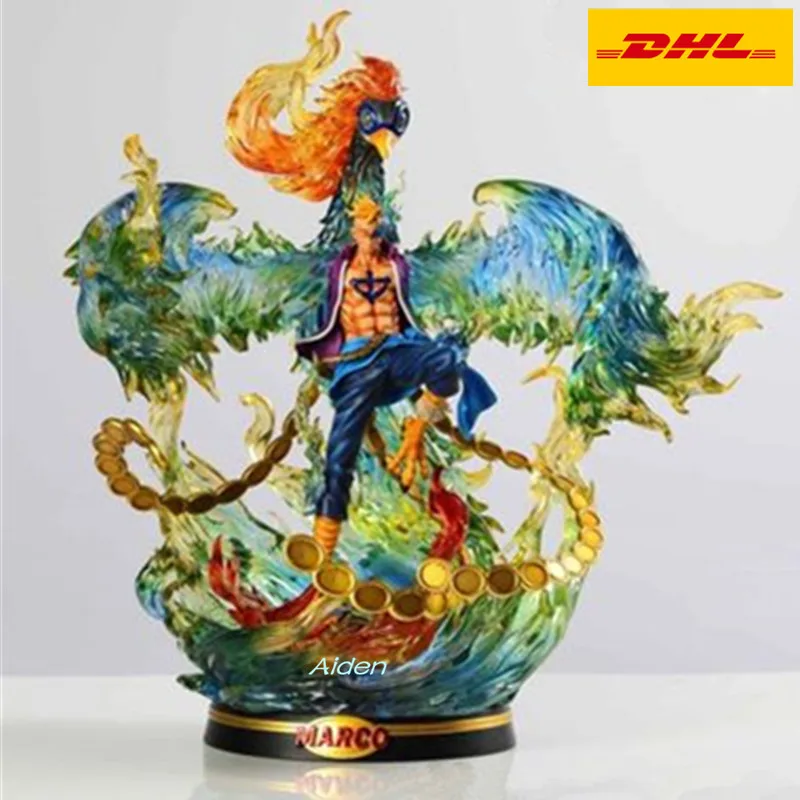

19" ONE PIECE Statue Whitebeard Pirates Bust Marco Full-Length Portrait The Secular Bird GK Action Figure Toy BOX 47CM B1250