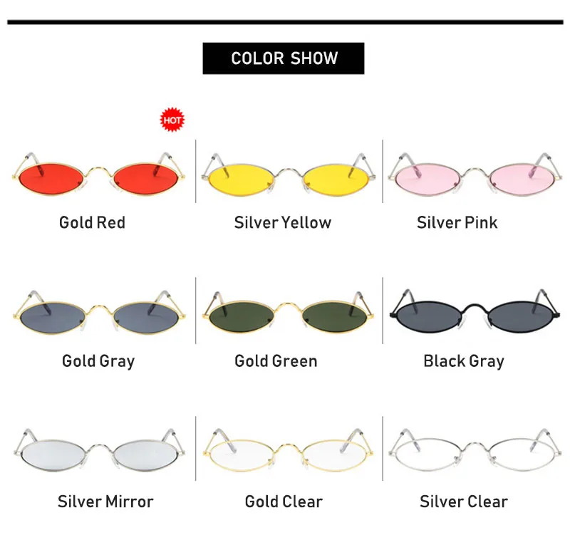 Модные Овальные Солнцезащитные очки для мужчин и женщин в ретро-стиле с металлической оправой, красные винтажные Крошечные Круглые узкие мужские женские маленькие желтые солнцезащитные очки UV400