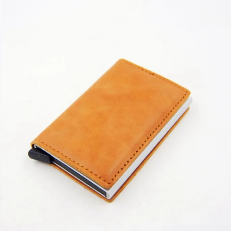 Brand 2020 Men Blocking Rfid Wallet Mini Genuine Leather Business Aluminium Credit Card Holder Purse Automatic Slide Case | Багаж и сумки