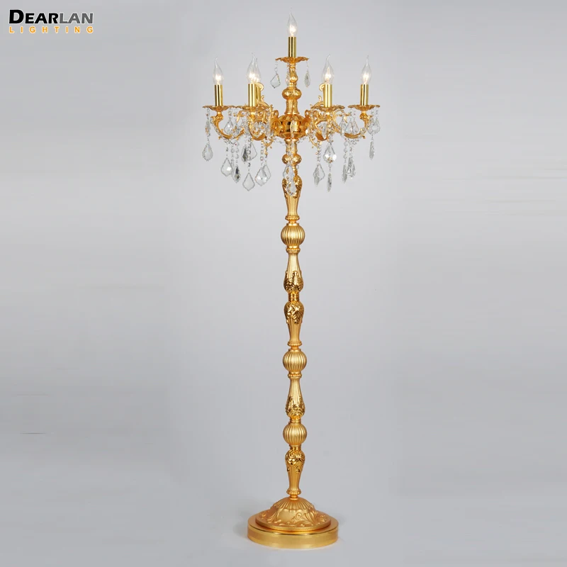 

Vintage Crystal Floor Lighting fixture 7 Lights Silver Bronze Color Floor Standing lamp Cristal Floor lighting for Living room