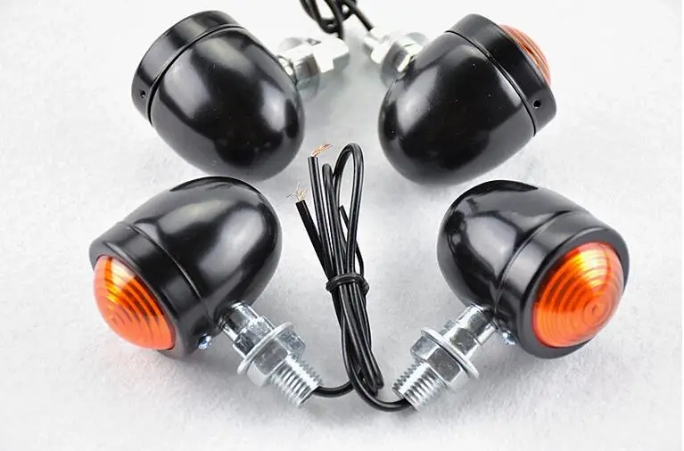 

Free Shipping 4x black Motorcycle Turn Signal Light For Chopper Bobber Cafe racer