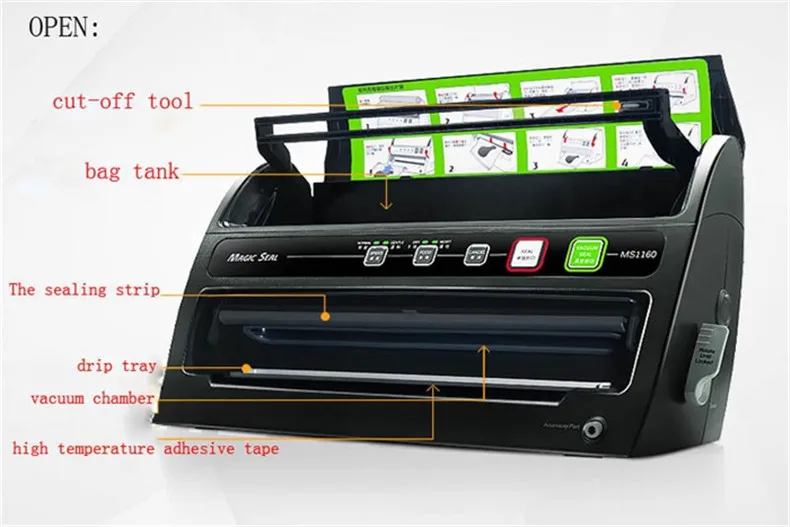 MS1160 Бытовая вакуум-закаточная машина пищевая вакуумная свежая упаковочная машина сухая/влажная/масляная пищевая вакуумная упаковочная машина 110 В/220 В