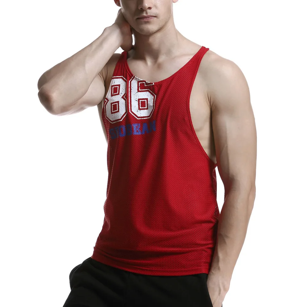 Fashion Men Anime Tank Top Sleeveless 86 Mesh Men's Gym Clothing