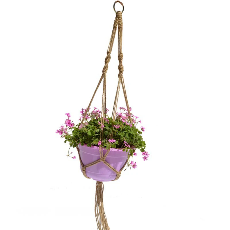 WHISM Macrame Plant Hanger Basket Flower Pot Plant Holder Macrame Hanging Basket Display Knotted Lifting Rope Garden Decoration