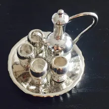 Кукольный домик миниатюры 1:12 мини столовая посуда Золотое серебро блюдо/чашка/тарелка чайный набор для кукольного дома кухонный аксессуар