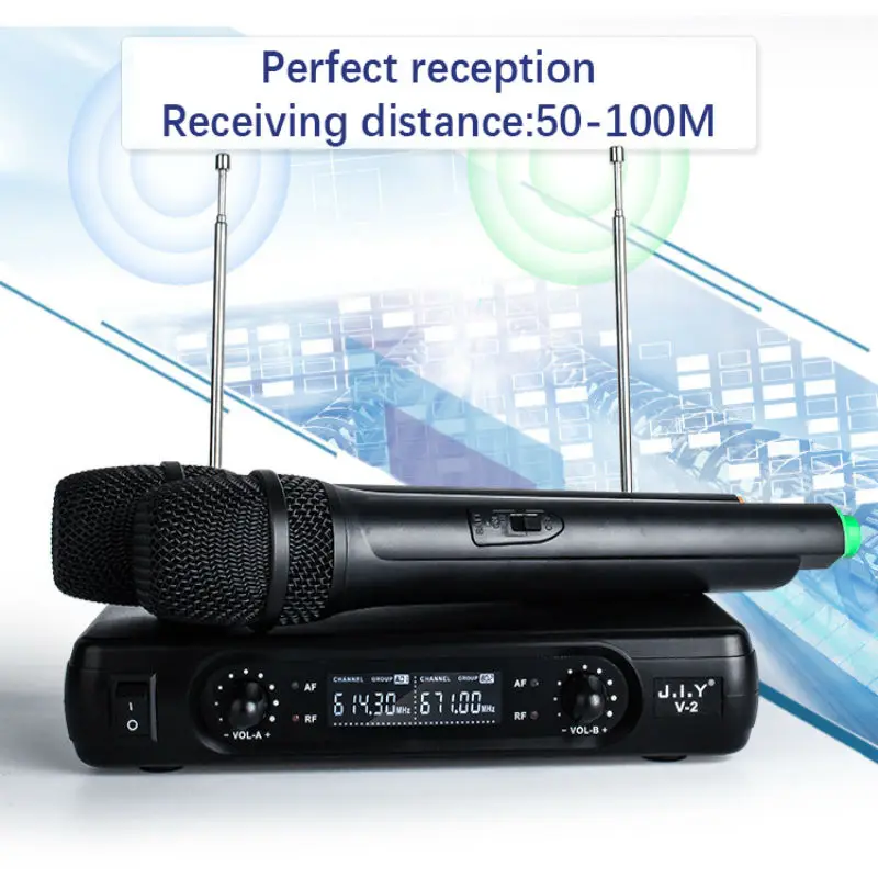 JIY HIFI ЖК дисплей караоке Беспроводная подобранная пара микрофон миксер аудио