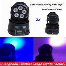 NEW 2Pcs/Lot 5*18W 6IN1 RGBAW - UV Mini LED Moving Head Wash Light , 90W Stage Moving Head Beam Light For DJ Disco Wedding Party 1 pcs lot 7 10w rgbw 4in1 mini moving head led 90w sopt moving head light for dj bar club party wedding decoration