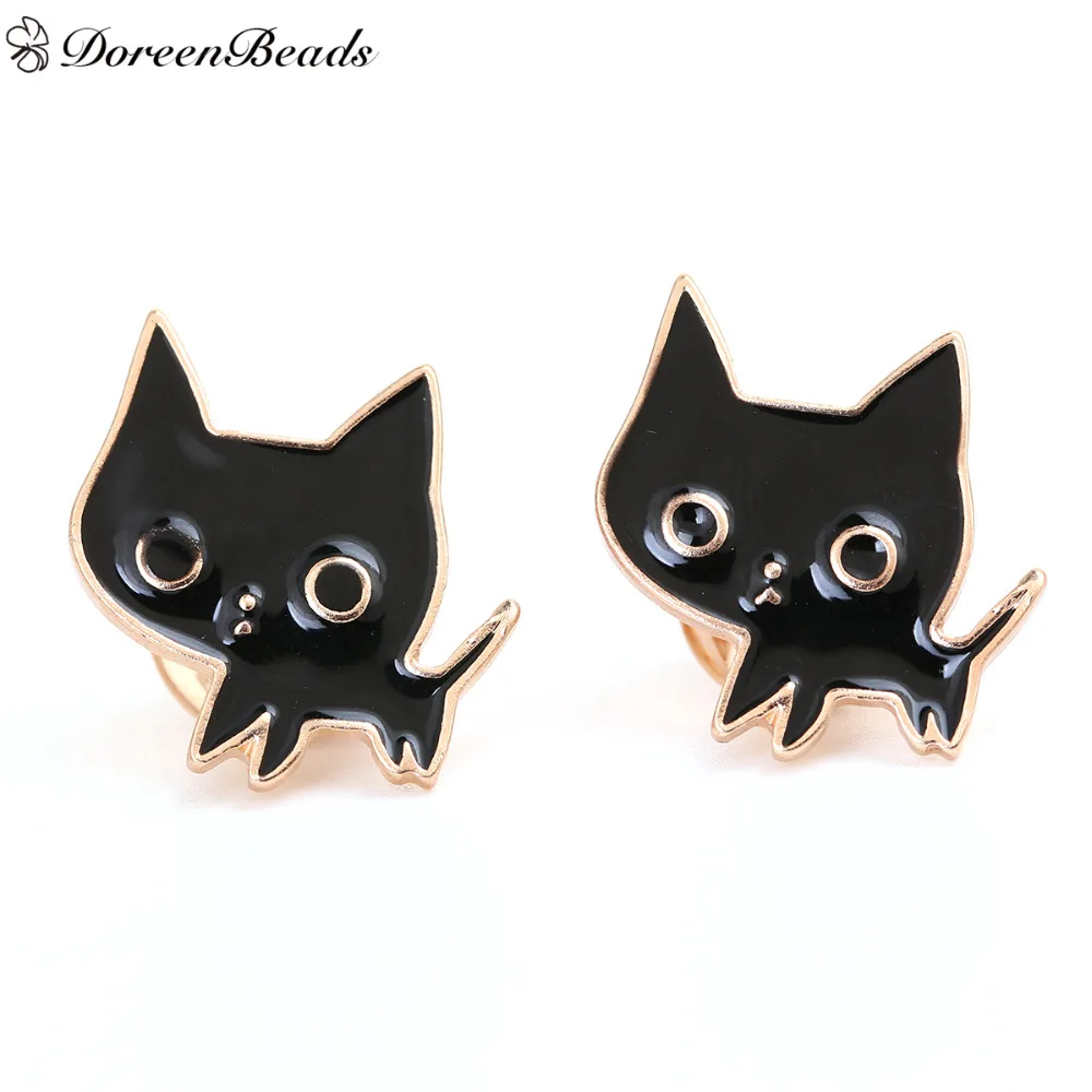 DoreenBeads 1 шт. Kawaii эмаль металл Кот значки на рюкзак булавки броши животное позолоченные черные сумки для одежды джинсы украшения