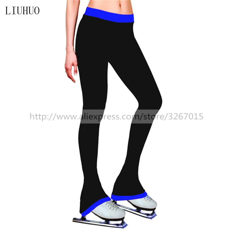 LIUHUO Ice Figure Skating Pants Women Children Girls Kids Teens Warm Multi Color Soft Training Sport Roller Competition Blue