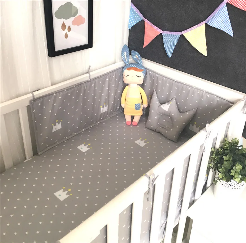 

240*28CM Baby Bed Bumper Breathable Anti-collision Baby Cot Bumper Cotton Natural Printing Wrapping Side Baby Bed Bumper Bedding
