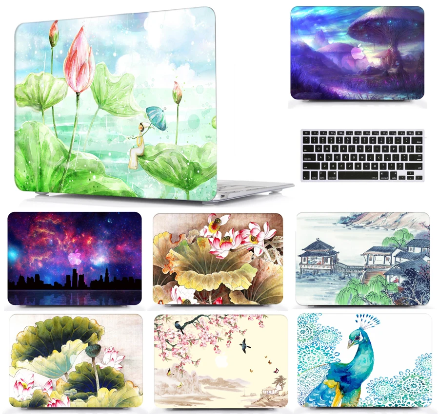 

Painting Laptop Protective Hard Shell Case Keyboard Cover Skin Set Pouch Fit 11 12 13 15" Apple Macbook Air Pro Retina Touch Bar