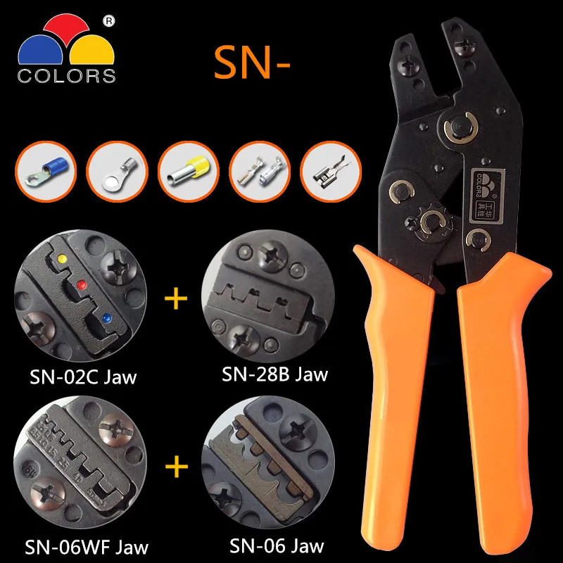 

COLORS SN-02C SN-28B SN-48B Mini European Straight Multi jaw terminal Crimping plier tool 0.25-6mm2 hand tools Crimper pliers