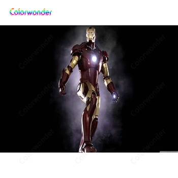 

Superhero Series Photography Background Iron Man with Red and Yellow Battlegear with Fog 7x5ft Black Backdrops for Birthday Prop