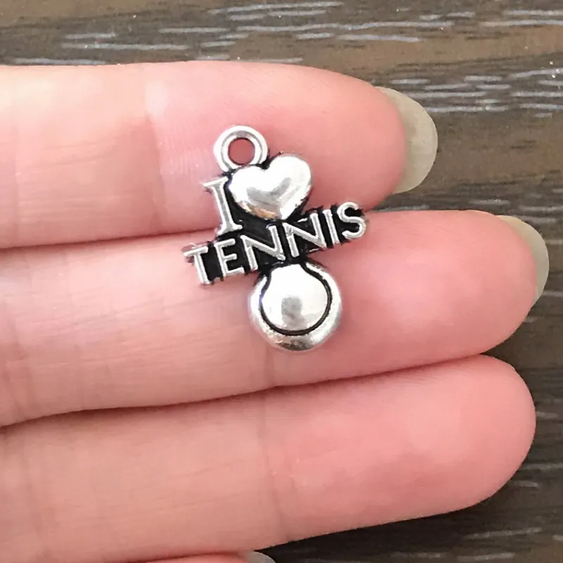 

10PCS DIY Charm Sport I Love Tennis Charm Antique Silver Tone Alloy Pendant Charm for Bracelet Necklace Earring Jewelry Gifts