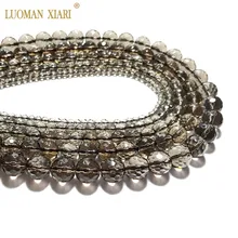 Граненый Дымчатый Quartzs с украшением в виде кристаллов Натуральный камень бусины для самостоятельного изготовления ювелирных изделий браслет Цепочки и ожерелья 4/6/8/10/12 мм 15''