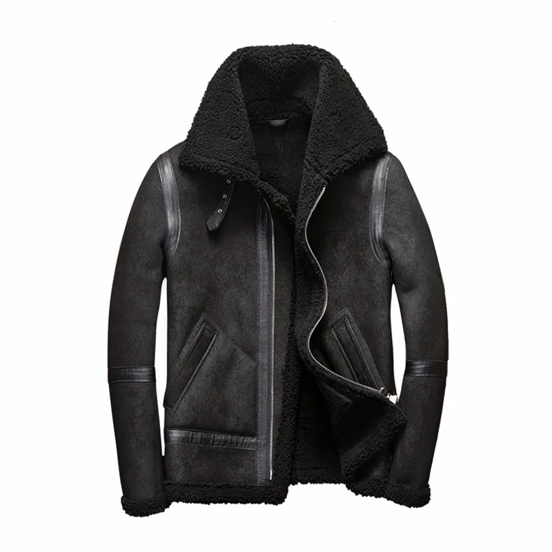 

Real Fur Coat Men Plus Size Wool Jacket Short Motorcycle Sheep Shearing Winter Coat for Mens Clothing Veste Homme 5262 YY747