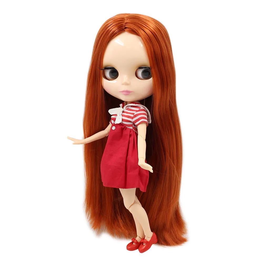 Blyth кукла Обнаженная шарнир тело прямые красные коричневые волосы без челки натуральная кожа глянцевое лицо 30 см подходит для DIY № 232 девочка игрушка