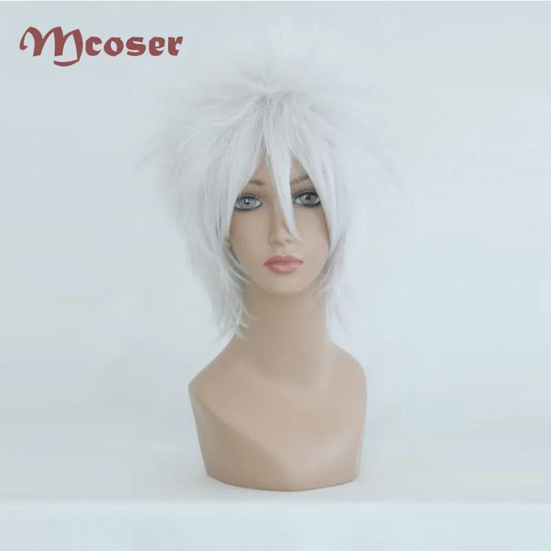 Mcoser 35 см Короткие Джин Тама-Саката Gintoki серебристо-белый Аниме Косплэй костюм парик