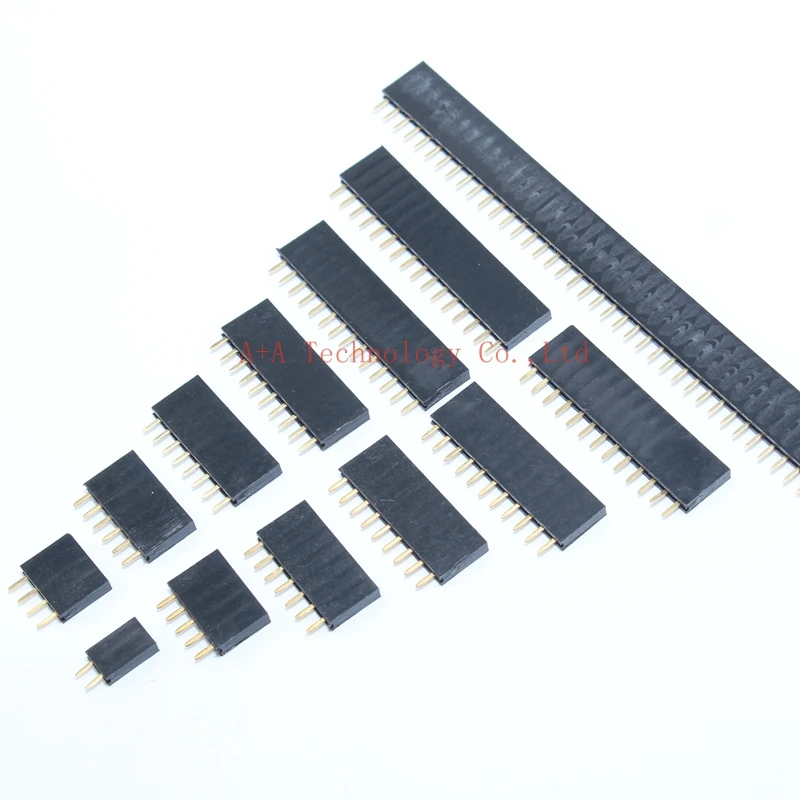 Pitch 2.54mm Pin Stright Female Single Row Pin Header Strip PCB Connector 3