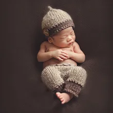 Шляпа и брюки для маленьких мальчиков, комплект для младенцев, вязаная фотография, фото реквизит, Размер: 0-1 м, 3-4 м, шапки для новорожденных