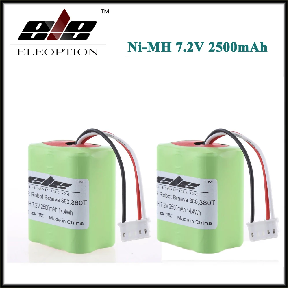 2x Eleoption 2.5Ah 2500mAh Ni-MH 7,2 V аккумуляторная батарея для iRobot Roomba Braava 380 380T