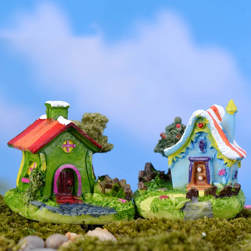 mini castle cartoon house villa mini buildings miniatures stars crafts