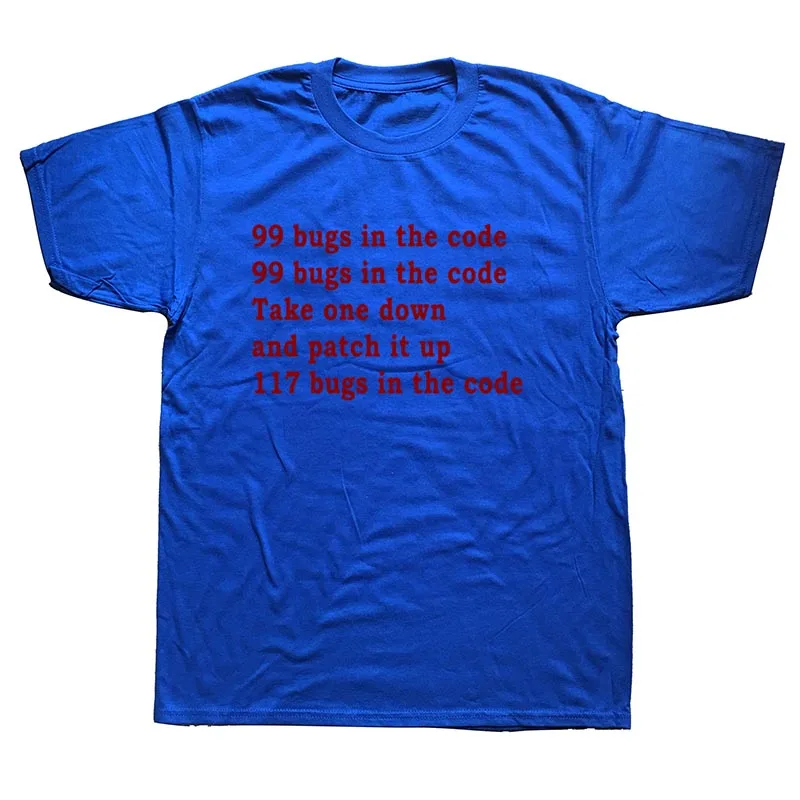 Летняя мода Забавный инженер 99 ошибок в коде подарок для инженера программиста футболки для мужчин прохладный короткий рукав хлопок - Цвет: blue