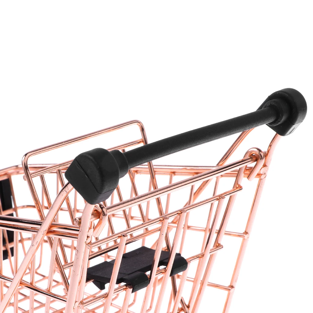 Mini Metal Shopping Cart Salesman Sample Kids Pretend Play Toy - Rose Gold