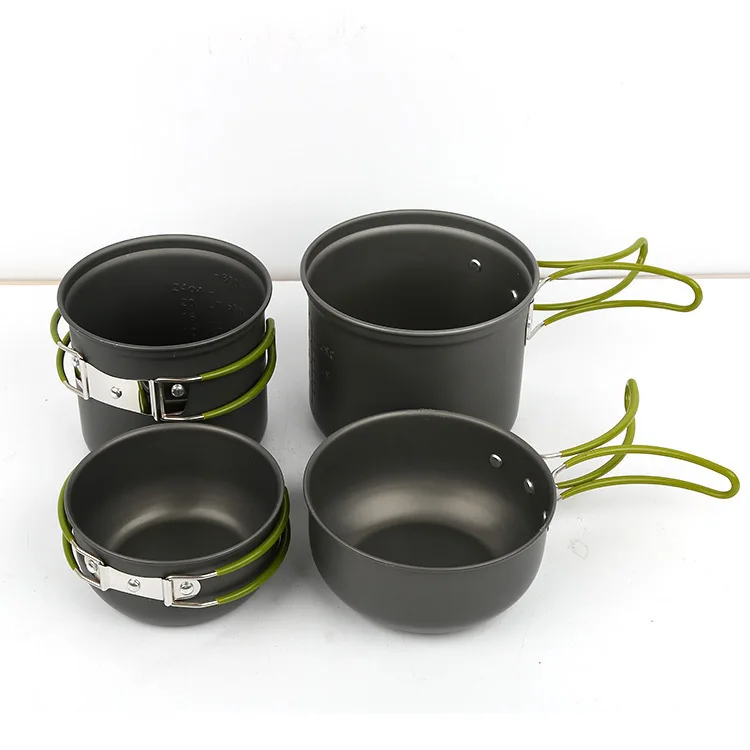 Outdoor Ultralight 2 3 Persons Camping 4*1 Sets Cookware Utensils