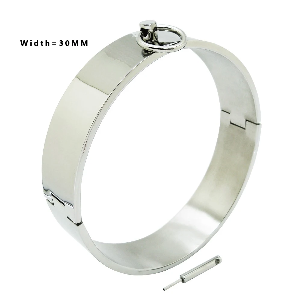 

Polished shining stainless steel lockable slave collar fetish wear jewelry choker necklace width 30mm