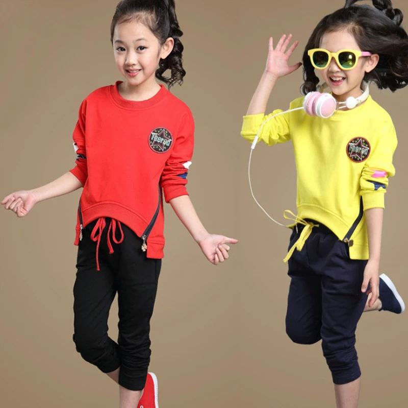 

Children's clothing female child autumn 2015 long-sleeve Clothes Suit For girl t-shirt trousers