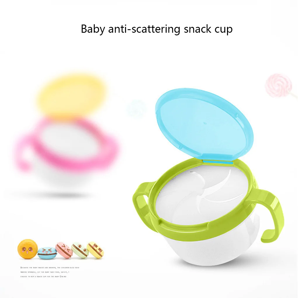 Infant Snacks Double Handle Cup Baby Proof Spill Cookies Container Feeding Biscuits Bowl Color Random