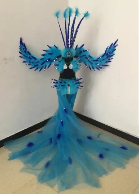 

Feather creative swimsuit cloak T station serves stage costumes Chaofu children stage girl model