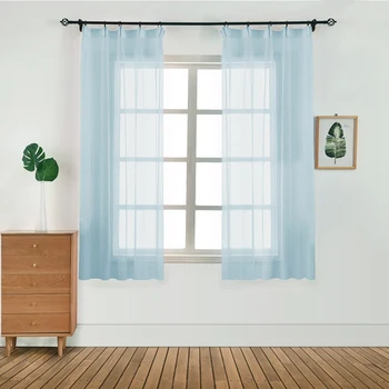 

1PC 100x130 Bedroom Modern window Tulle Curtain Panel Voile window shades French Window Rope Plain Built-in white blinds